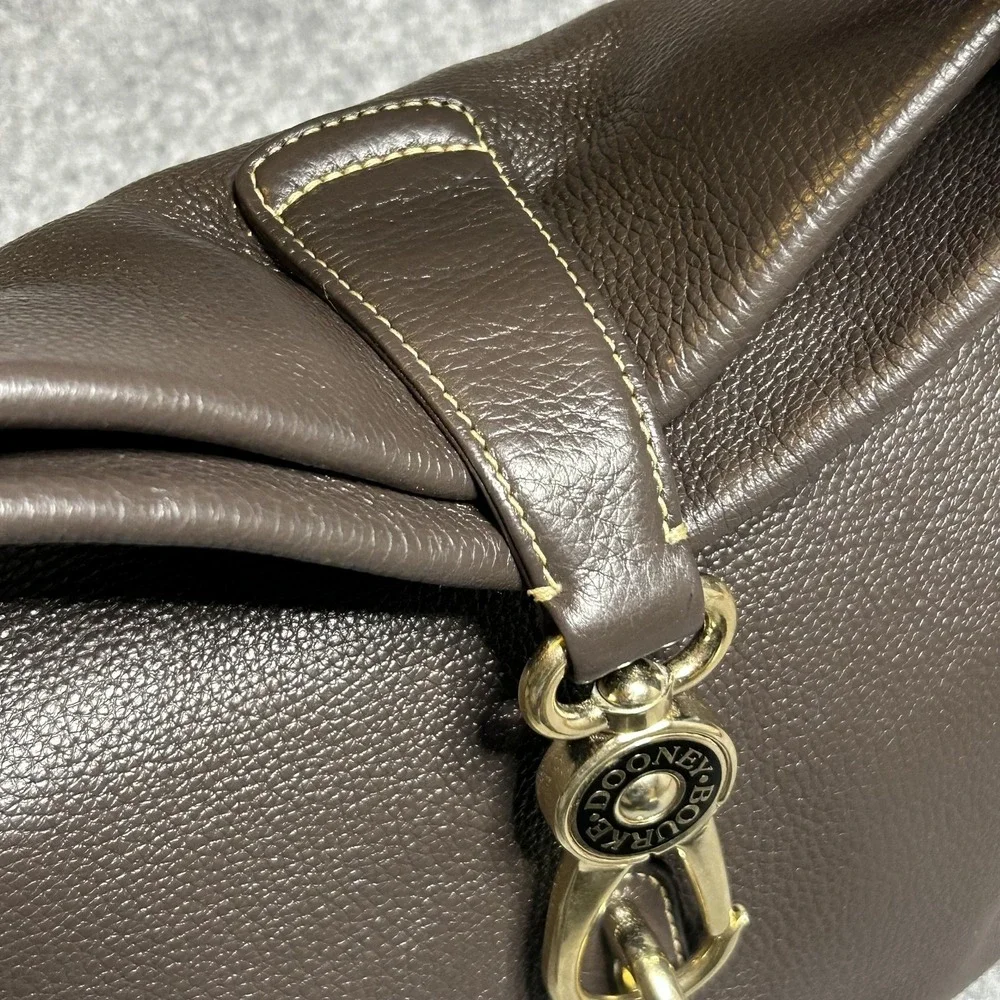 Dooney &‎ Bourke Hobo Bag Womens Large Brown Pebble Leather Shoulder Purse